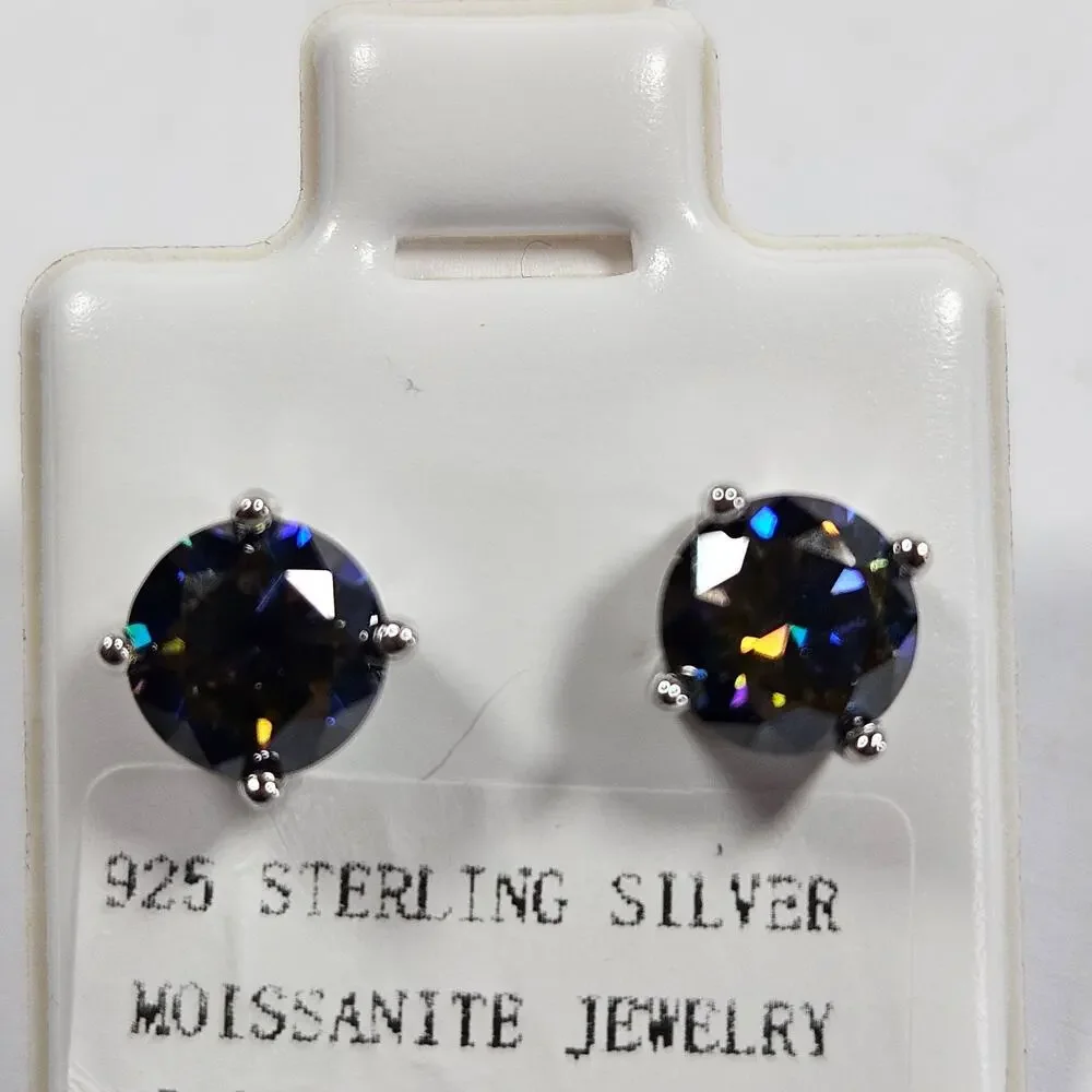 6mm D Color Moissanite Stud Earrings 925 Sterling Silver GRA Certified